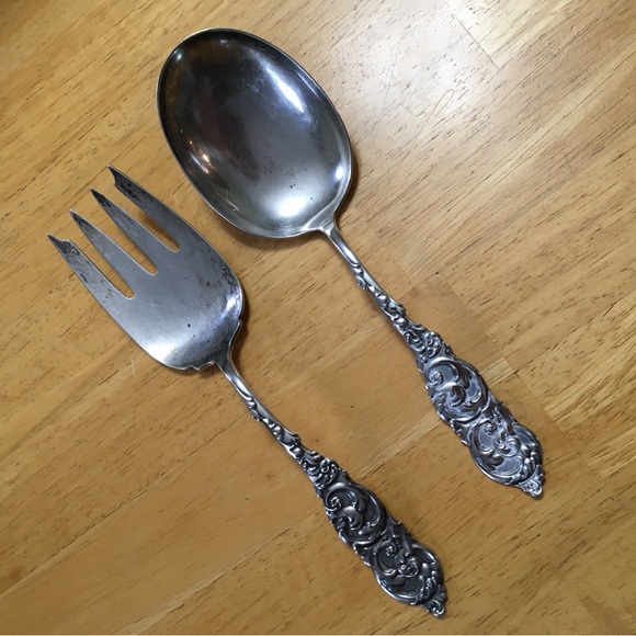 Sterling Serving Fork and Spoon - Picture 2 of 7